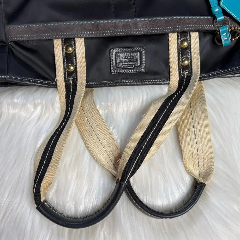 Coach Vintage Black Satin Double Handle Tote Bag